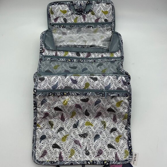 Vera Bradley Gray Recycled Cotton Plaza Tile Pattern Grand Hanging Travel Organi - Picture 11 of 13